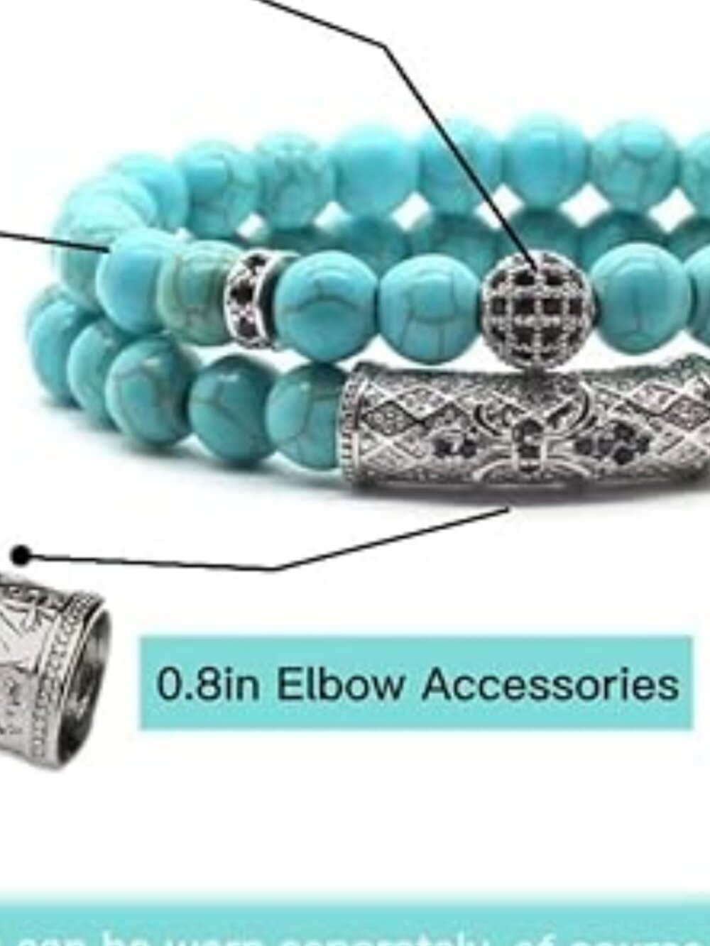2 Multi-Layer Stackable Turquoise Bracelets Stretchy - Picture 4 of 4